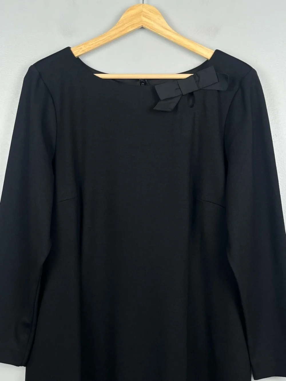 NWT Talbots black modest bow detail sheath style dress, size 14P.